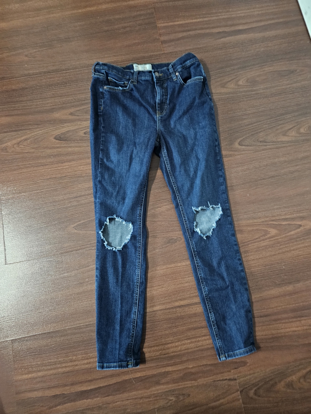 Free People Dark Blue Distressed Skinny Jeans